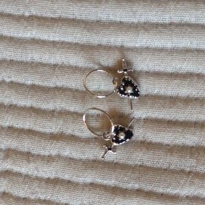 Regal Rose Pearl heart with dagger earrings